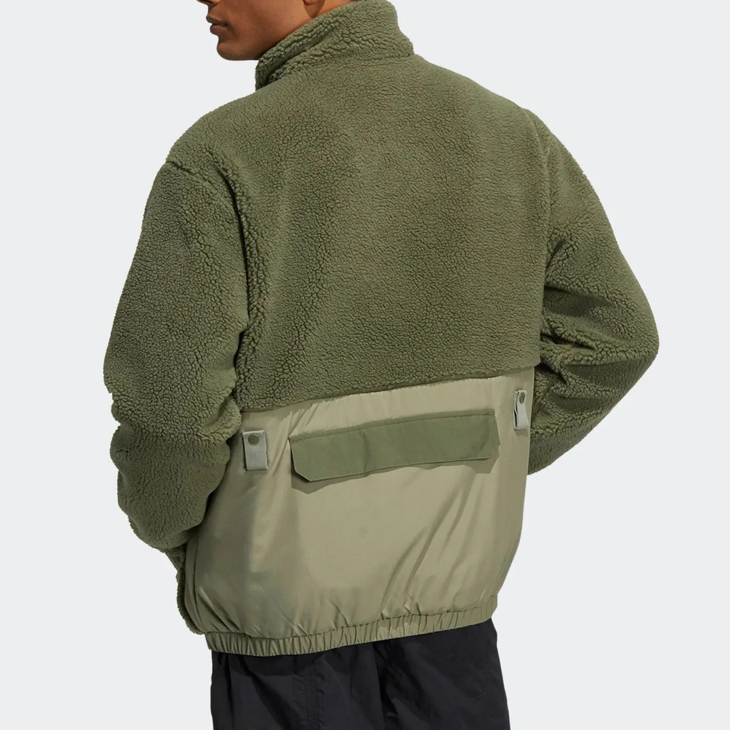 Adidas genuine genuine Three Stripes Men's Retro Patch Sherpa Fleece Jacket HC0365