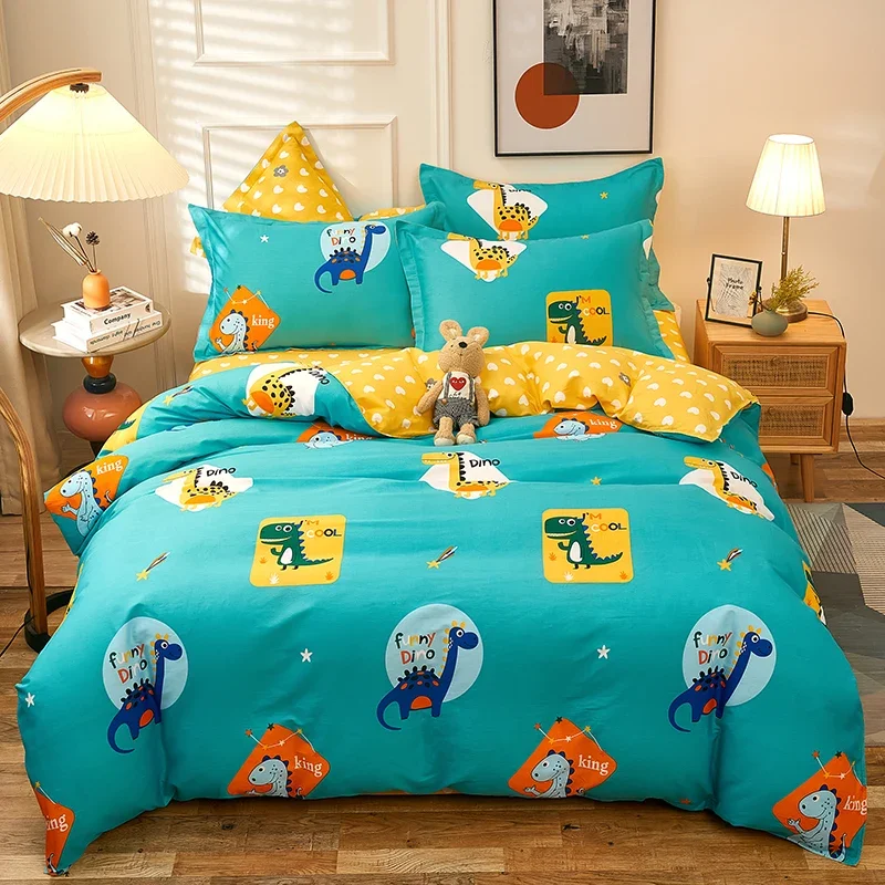 

Dinosaur Duvet Cover Set Queen Size, 100% Cotton, Cartoon Jurassic Animal Bedding Set, Comforter Cover with Zipper 2 Pillowcases