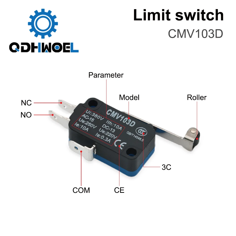 QDHWOEL CMV103D Momentary Micro Limit Switch Long Lever For CO2 Laser Cutting Machine