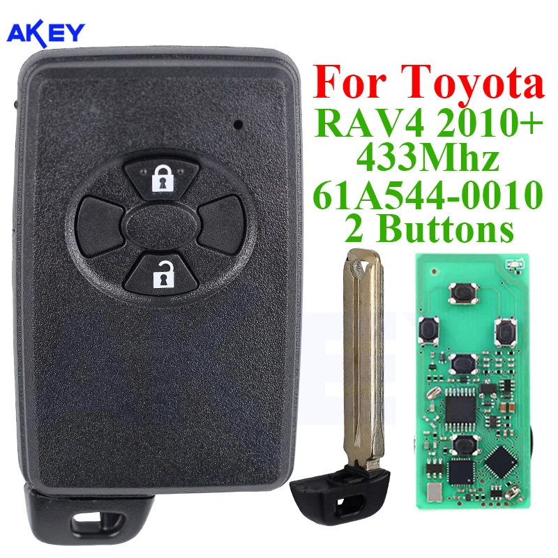 Car Entry Smart Key 2 Buttons Keyless Go 61A544-0010 Auto Remote Control Key ASK 433MHz for Toyota RAV4 2010+ Urban Cruiser