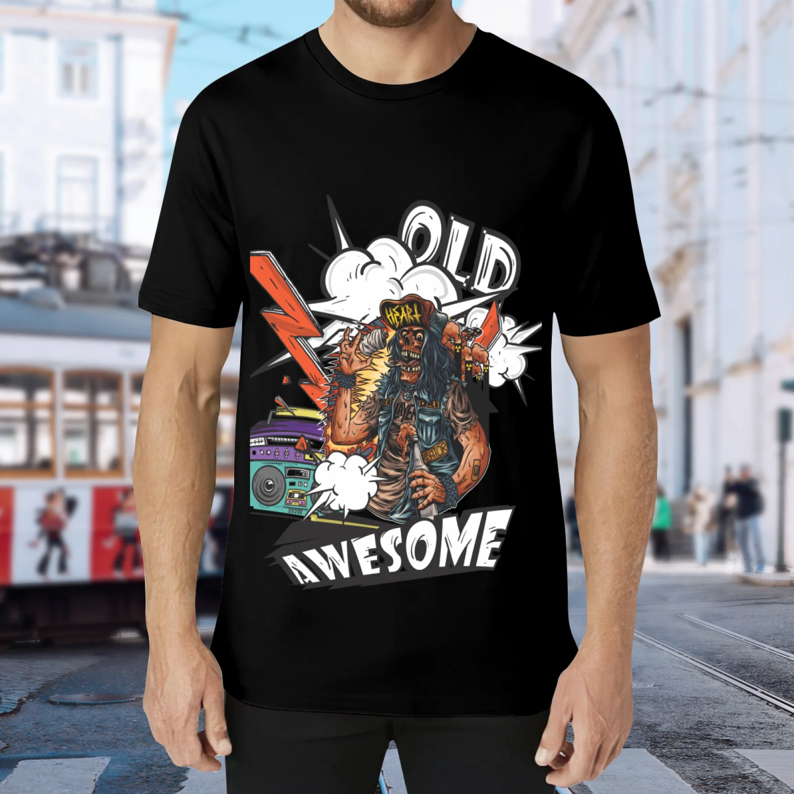 Men's T Shirt Hip Hop Cartoon Monkey Print Casual Short Sleeve Streetwear Summer Vintage Oversized Graphic Tee
