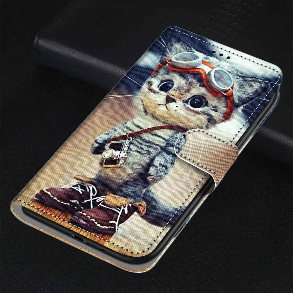 Cute Dog Cat Leather Flip Case For Samsung Galaxy A02S A12 A22 A32 A42 A52 A72 A52S A04 A04S A14 5G Animal Card Stand Book Cover