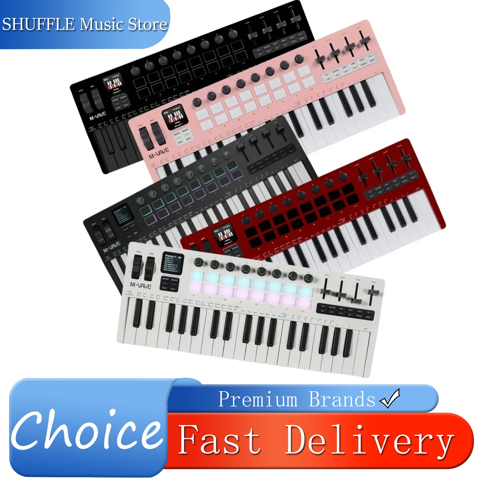 M-VAVE SMK-37 PRO 37-Key MIDI Controller المحمولة 16 RGB منصات 8 المقابض المدمج في المركب لوحة المفاتيح أجزاء الملحقات الرقمية