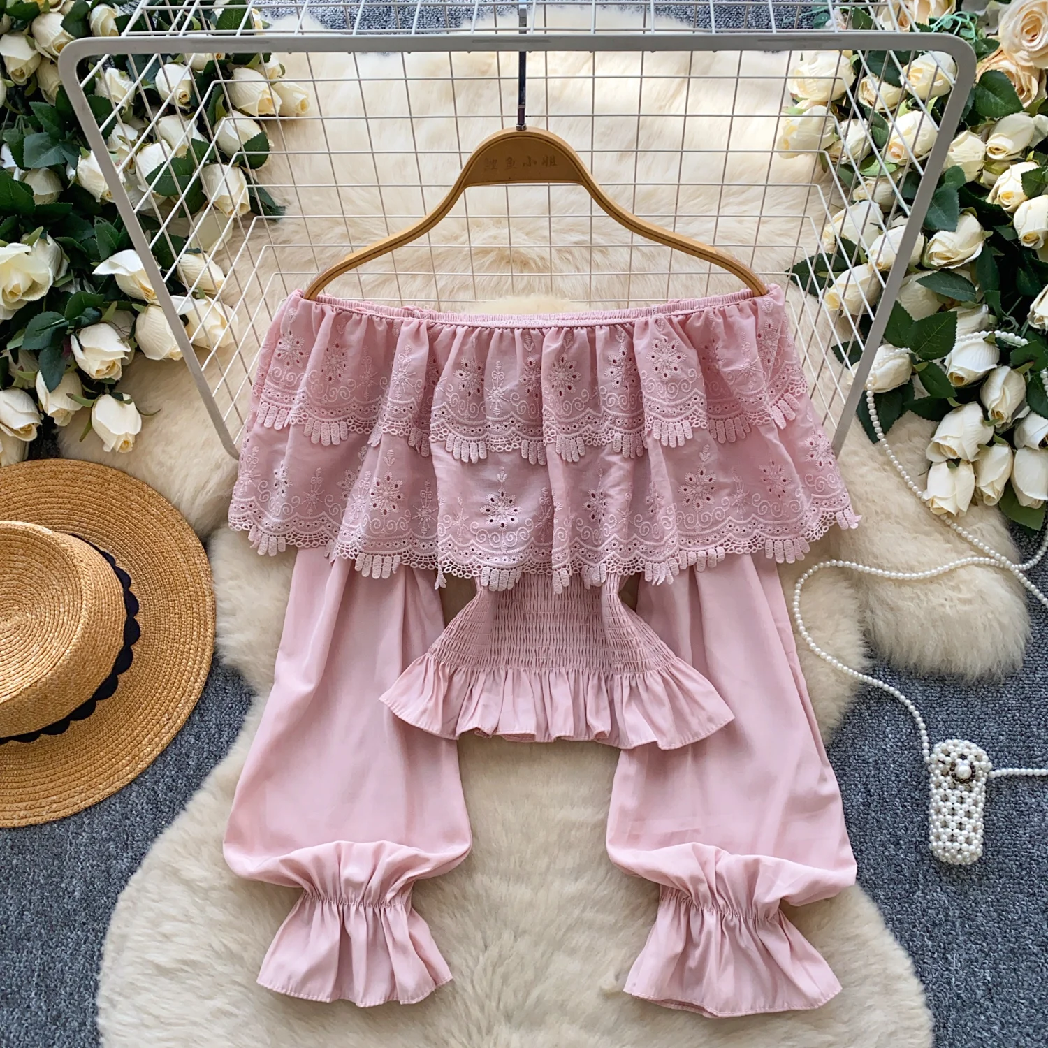 

Lady Elegant Sweet Winter Blouse Tops Shirts Female Princess Fairy Hollow Out Shirts Women Birthday Date Festival Holiday Blouse