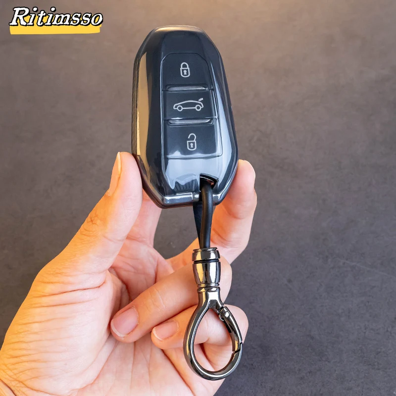 Soft Tpu Car Key Cover Shell Keychain for Peugeot 208 3008 5008 2008 DS5 DS6 DS3 for Citroen C5 X7 Rubber Remote Case Protector