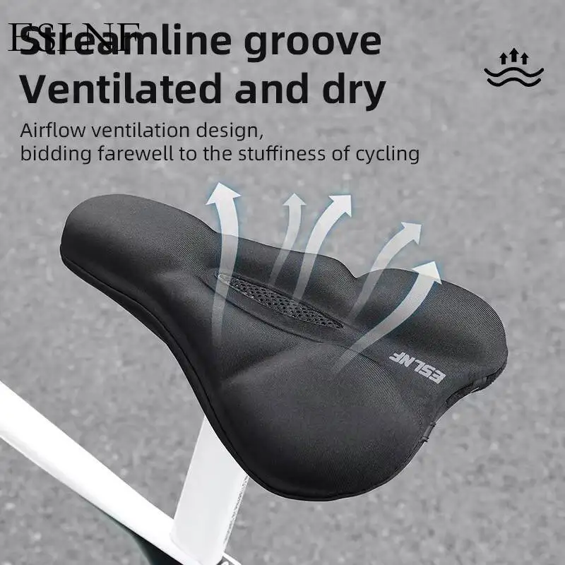 ESLNF Breathable Comfort Bike Saddle Cover - Rebound Silicone Foam Seat Cushion with Rain Cover, MTB Road Cycling Accessories