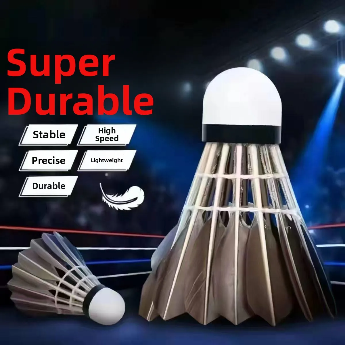 

Windproof Goose Feather Badminton uttlecos 2pcs Set Durable for Indoor Cetition Training High Speed Plastic Ball Head