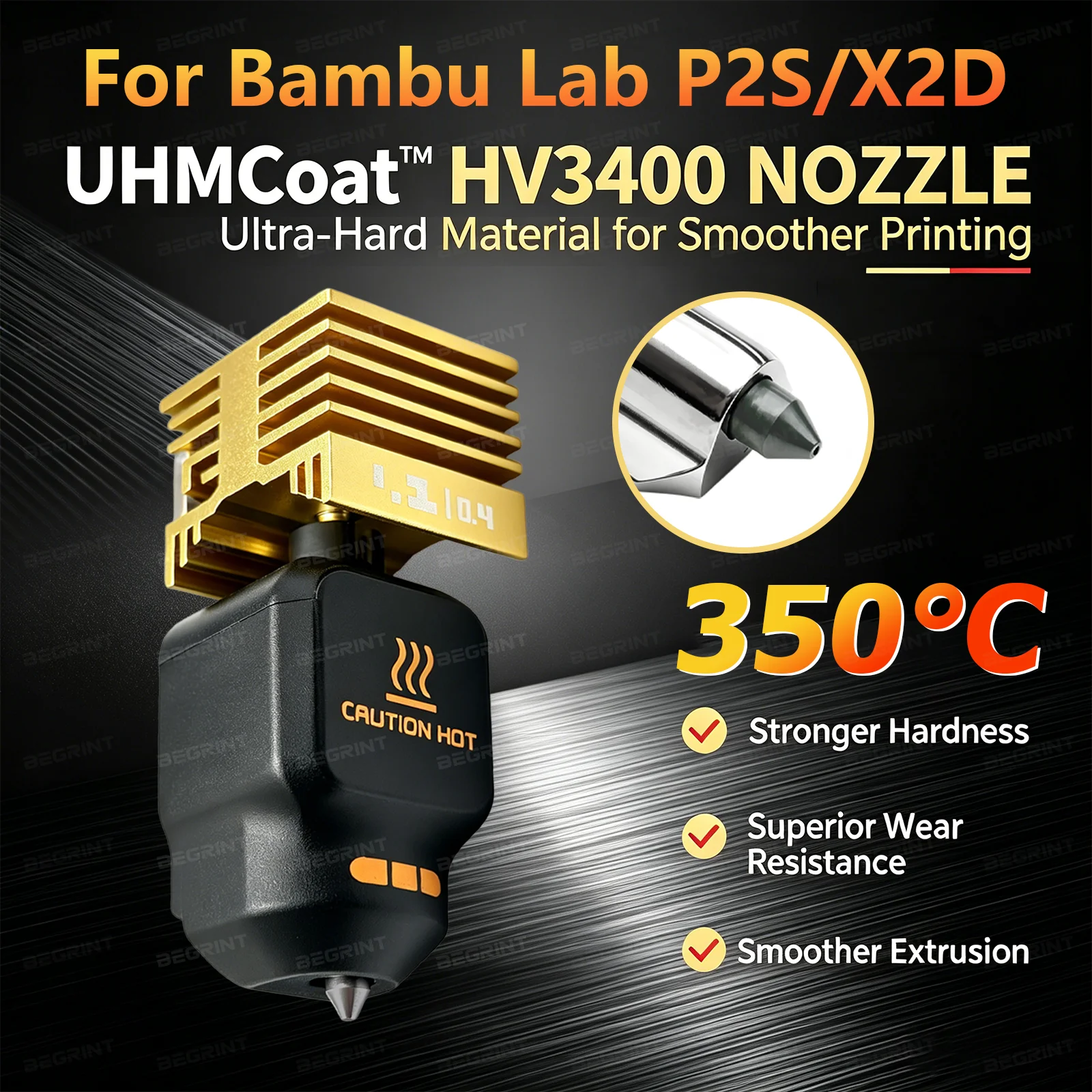 

Upgrade UHMCoat™ For Bambu Lab P2S X2D Hotend 0.2/0.4/0.6/0.8mm Ultra Hard material hotend High Hardness Nano Coating Nozzle