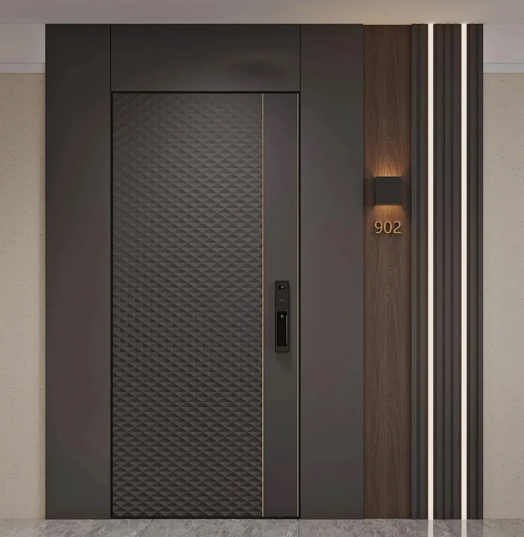 Modern Steel Security Door Hot Sale Anti-Theft Main Entrance for House Finished Surface and Custom Options for Entry
