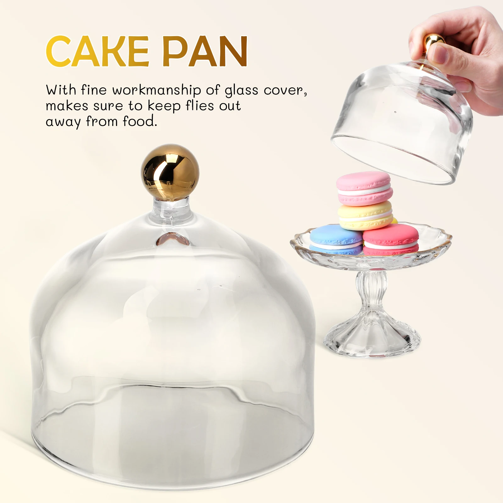 Glass Dessert Dome with Base Elegant European Stand for Cake Cupcake Fruit Covered Fresh Keep Serving Tray