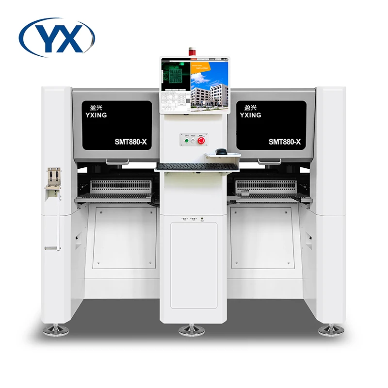Stock en Rusia Máquina de recogida y colocación SMT880 con 8 cabezales 120 alimentadores para equipo SMT de recogida y colocación de línea SMT