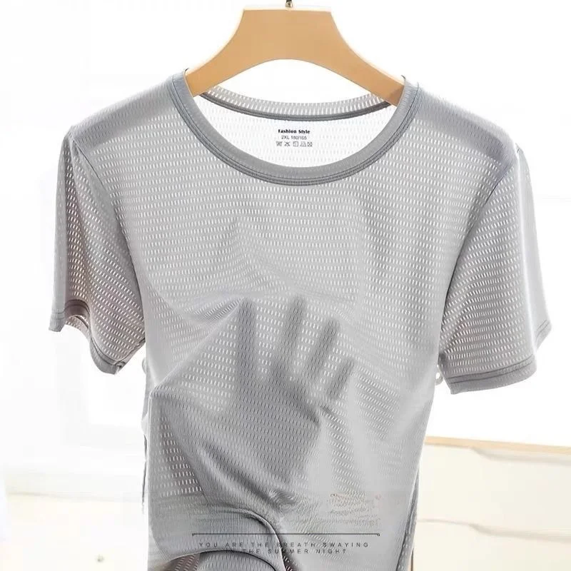 

Футболка Qui Dry Breathable Ice Silk ort Sve, мужская повседневная рабочая одежда, свободный круглый топ для лета