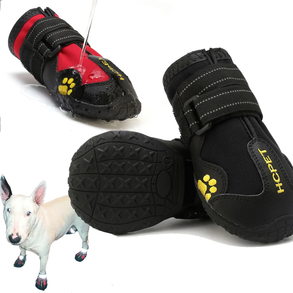 Reflective Waterproof Shoes for Pets, Warm Snow Boots, Rain Booties, Anti-slip Socks, Medium and Large Dog, 4 PCs/Set