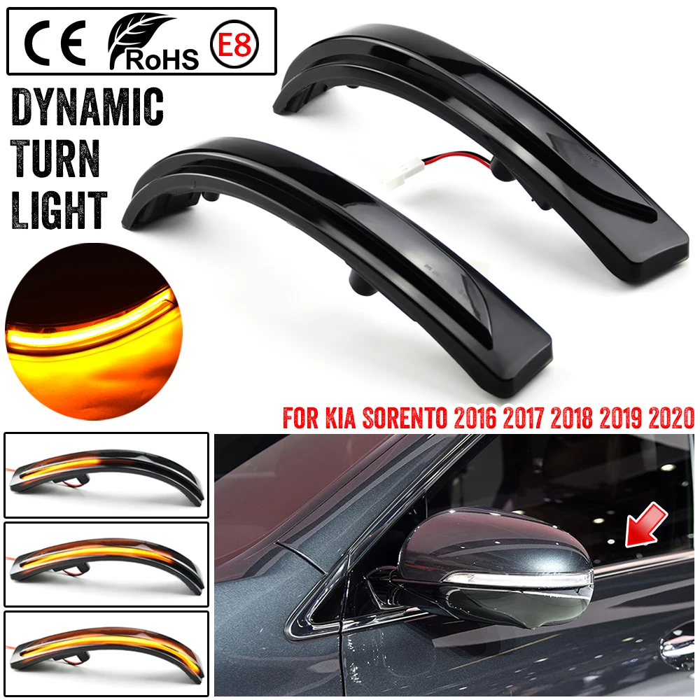 For Kia Sorento 2016 2017 2018 2019 2020 Dynamic LED Side Mirror Blinker Flowing Light Turn Signal Indicator Lamp 2Pcs