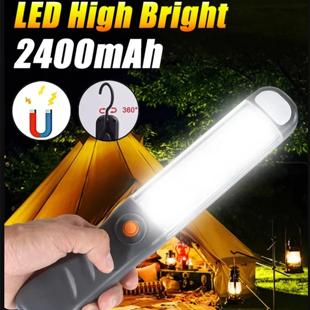 

LED Portable Work Light Powerful Camping Lantern USB Rechargeable Work Lamp With Magnet Hook Waterproof Repair Camping Lights