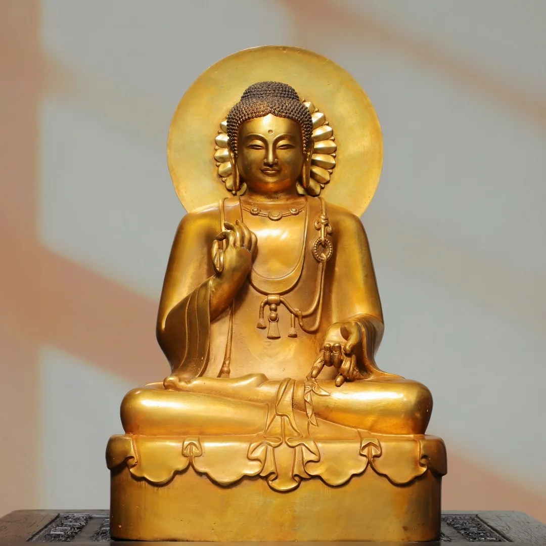 Old Bronze Gilded Cinnabar High Relief UVairocana Buddha backlight Shakyamuni Sitting Buddha Lotus Terrace Amitabha Worship Hall