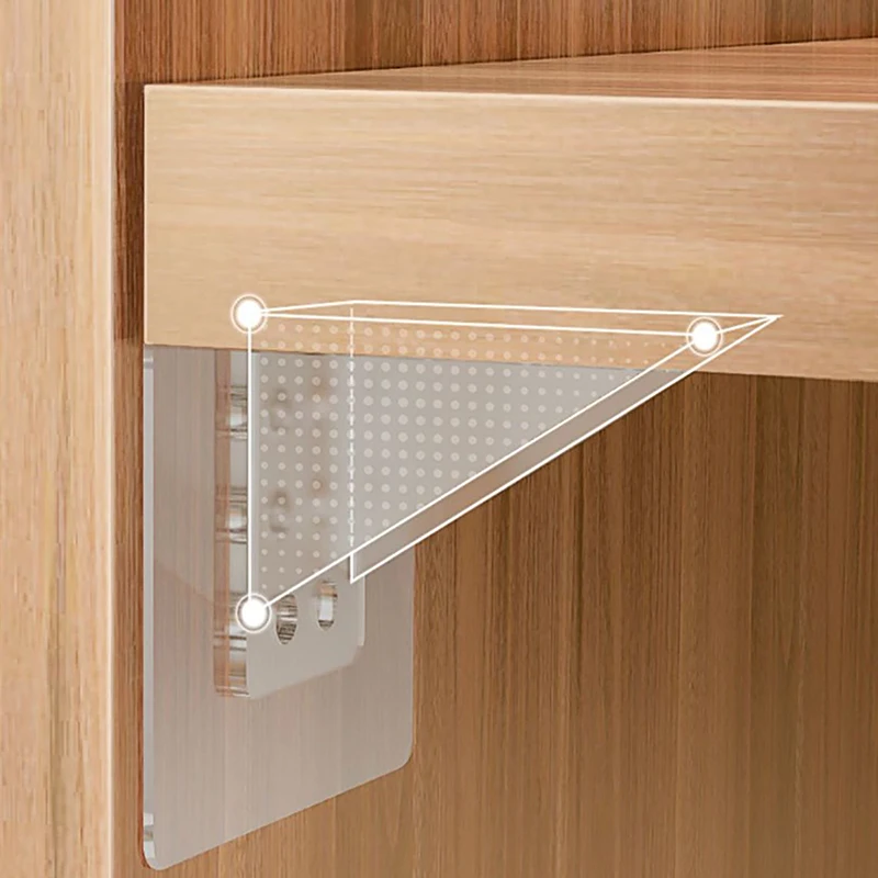 (BF06)4Pcs Acrylic Shelf Support Self Adhesive Cabinet Shelf Stand Wall Hanger Bracket Holder For Kitchen Bedroom