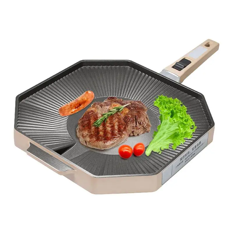 Camping Stove Grill Pan Stove Tops BBQ Griddle Grilling Cookware With Oil Drain Hole Design Includes Storage Bag For Camping