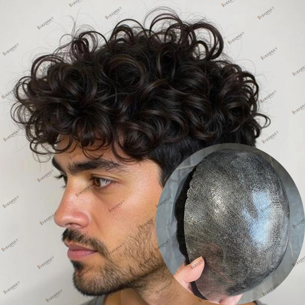 

Суперпрочный парик из натуральных кудрявых волос 25 мм, коричнево-русый, для маскировки выпадения волос # Протез для волос 6 1B50, мужской, 0.1 мм, на силиконовой полиуретановой основе