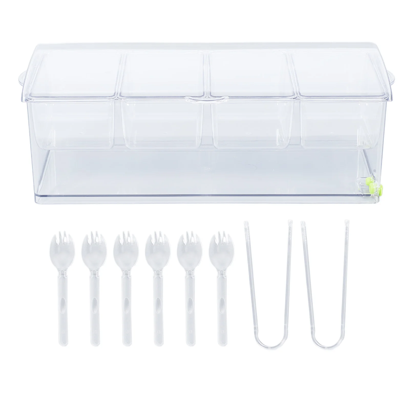 Gekoelde Kruiderij Server Lade Bar Fruit Caddy met Deksel 4/5 Verwijderbare Compartimenten Clear Ice Kruiderij Dienblad voor Feest