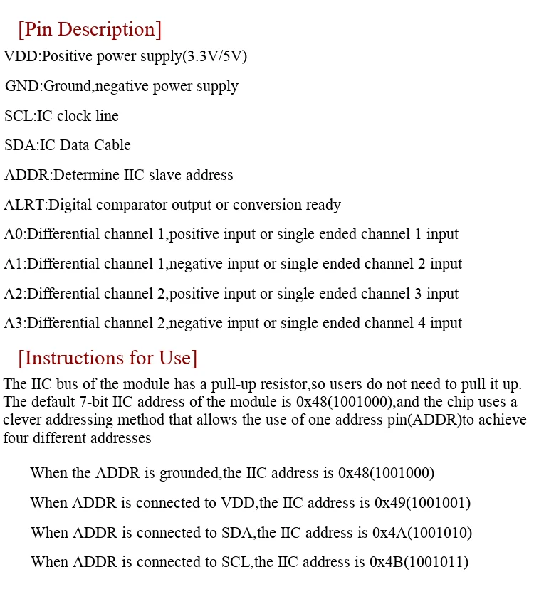 ADS1015 Ultra-kleines 12-Bit-Präzisions-Analog-Digital-Wandler (ADC) Entwicklungsboard-Modul – Detail 3
