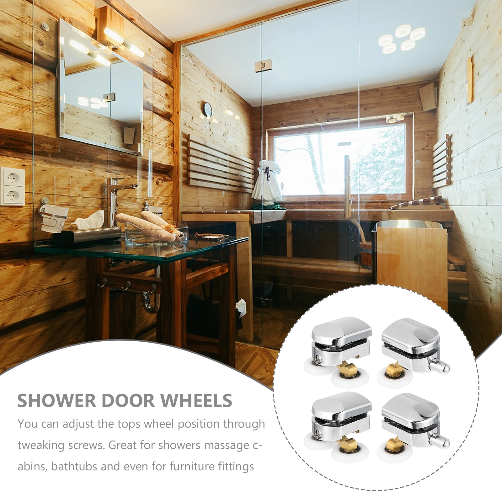 

Shower Door Wheels Copper Plastic Alloy Durable Bottom Guide Bathrooms Glass Doors Replacement Parts
