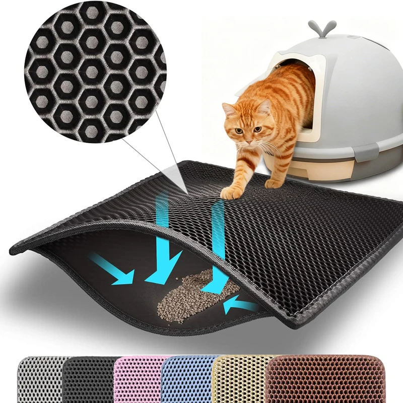 

Cat Litter Mat Double Layer Pet Non Slip Big Pet Litter Box Filter MatWear Resistant Waterproof Anti-slip Cat Litter Mat Cleanin