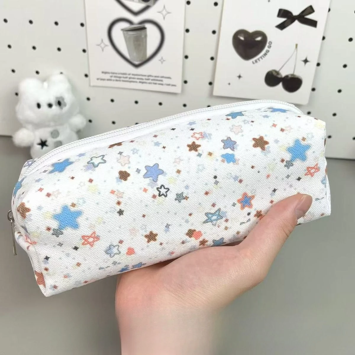 Estuche de Lápices con Diseño de Estrella Colorida, Estuche Escolar para Estudiantes, Bolsa de Almacenamiento para Bolígrafos y Lápices, Bolsa de Gran Capacidad