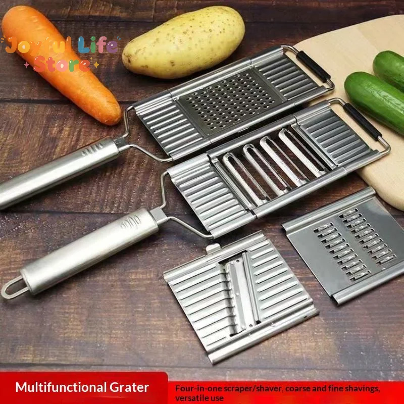 4 In1 Vegetable Slicer Stainless Steel Shredder Cutter Multi-Purpose Vegetable Slicer  Set Manual Fruit Carrot Potato Grater