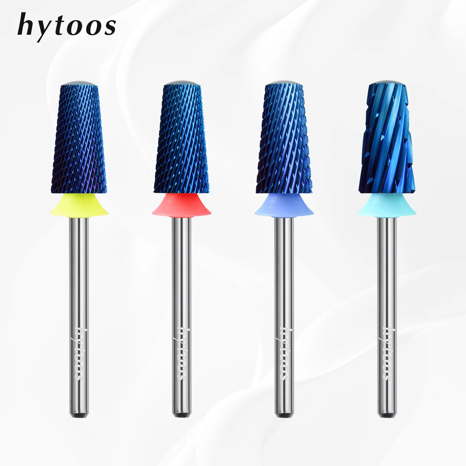 Hytoos-nano Safety Nissorsネイルドリルビット、カーバイドネイルビット、電気ファイル、アクリルジェルファイル、滑らかなトップバレル、ブルー、3/32