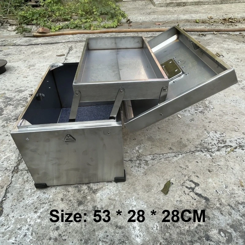 2-layers Foldable Tool Box Large Capacity Tools Case Stainless Steel Waterproof Storage Toolbox Electrician Tools Organizer