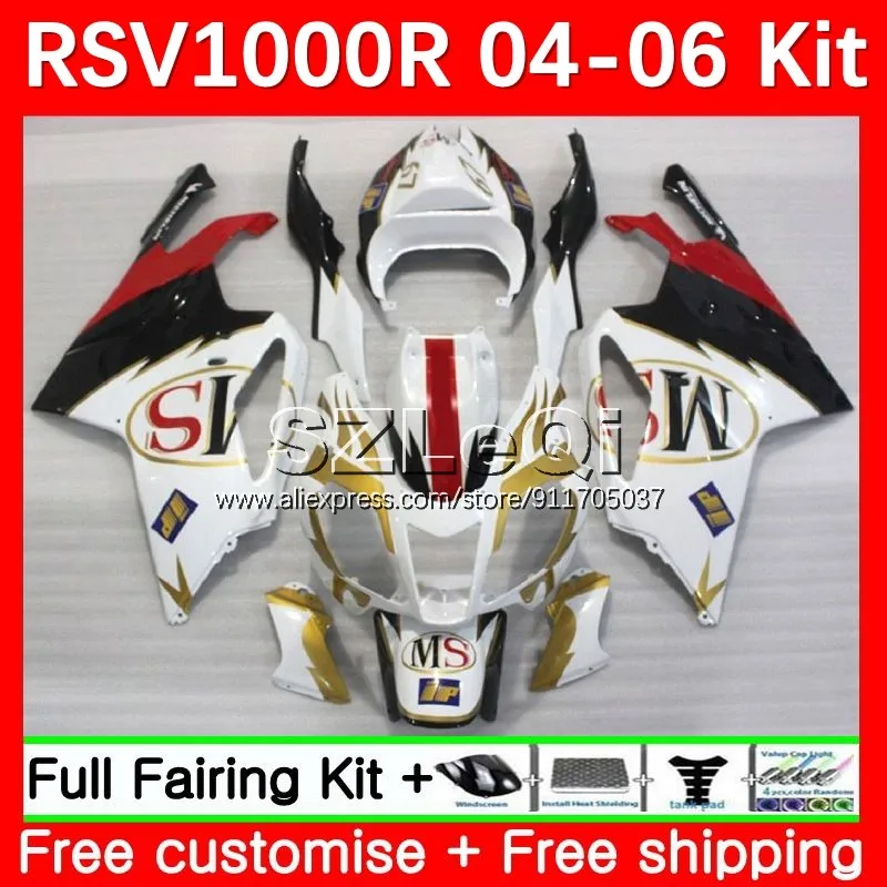 RSV1000RR For Aprilia RSV1000 R RR CC Mille RV60 RSV 1000 19No.12 White golden RSV1000R 04 05 06 RSV-1000 2004 2005 2006 Fairing