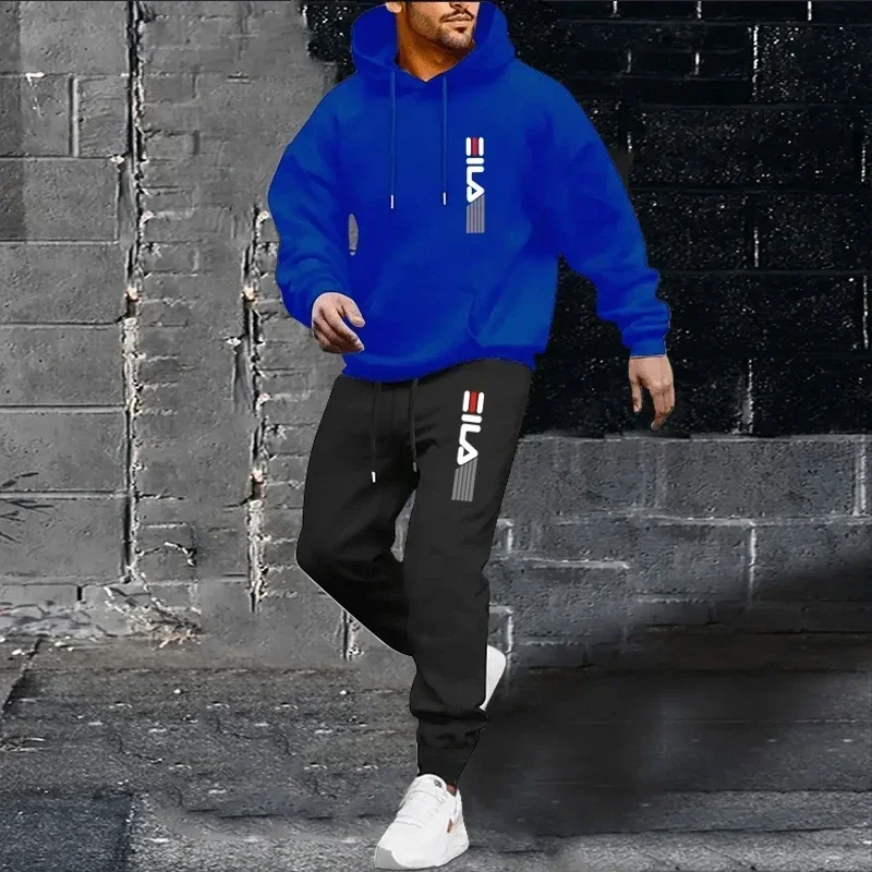 새로운 봄가을 남성 조깅 후드티 스포츠 세트, 야외 캐주얼 워킹 패셔너블 남성 풀오버
