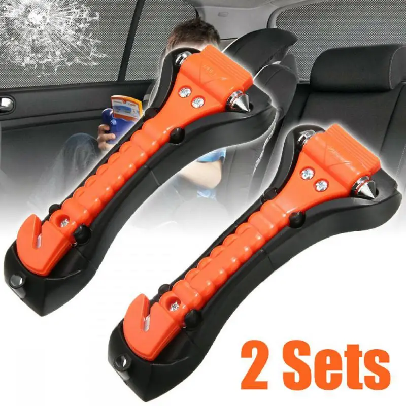 Survival Safety Hammer Camping Driving Car Seat Belt Cutter 2-in-1 Emergency Break Window Glass Punch Life Rescue Tools