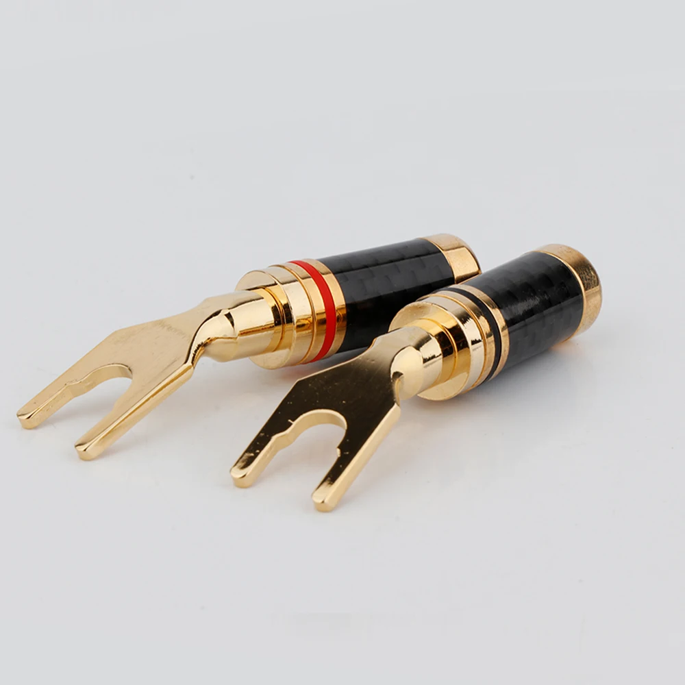 Hi-End Sy1532 Messing mit 24 Karat vergoldeter Verriegelung schraube Y-Spaten stecker Lautsprecher kabel Kabelst ecker 7,5mm Durchmesser – Detail 5