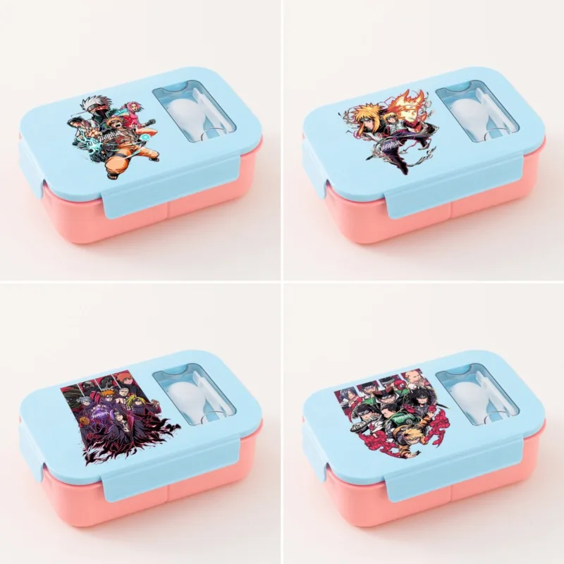 Naruto Itachi-caja Bento de gran capacidad, contenedor de almacenamiento de alimentos de Anime, fiambrera portátil de moda para estudiantes con microondas con vajilla