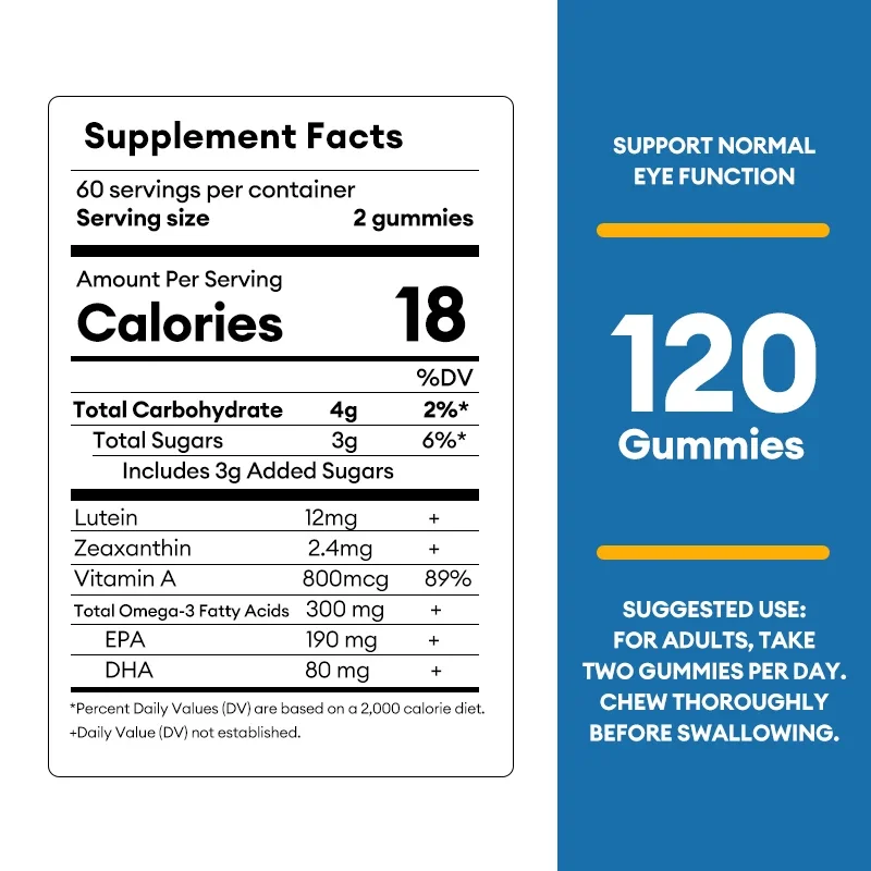 Kexinsh Lutein Gummies Prevent Blue Light& Relieve Dry Eye Fatigue & Protect Eyesight Alleviate myopia Lutein Gummy