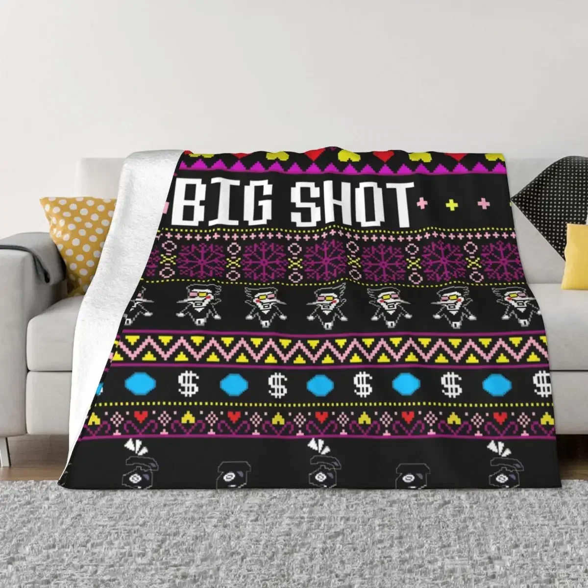 Spamton's BIG SHOT Kromer Krismas Deltarune Blanket Flannel Decoration Thin Throw Blanket for Bed Office Plush Thin Quilt