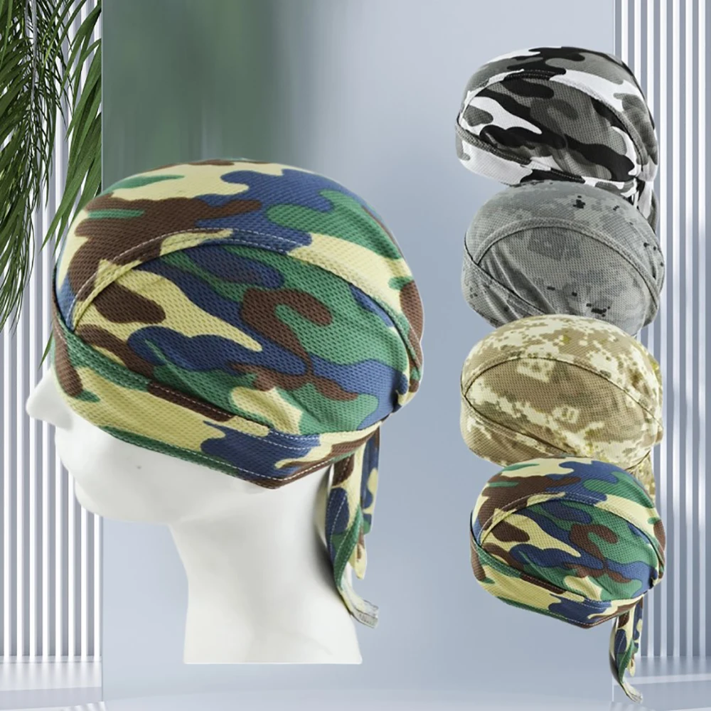 Mesh Summer Military Hats Camouflage Helmet Bottom Long Tail Head Wrap Cycling Beanie Skull Cap