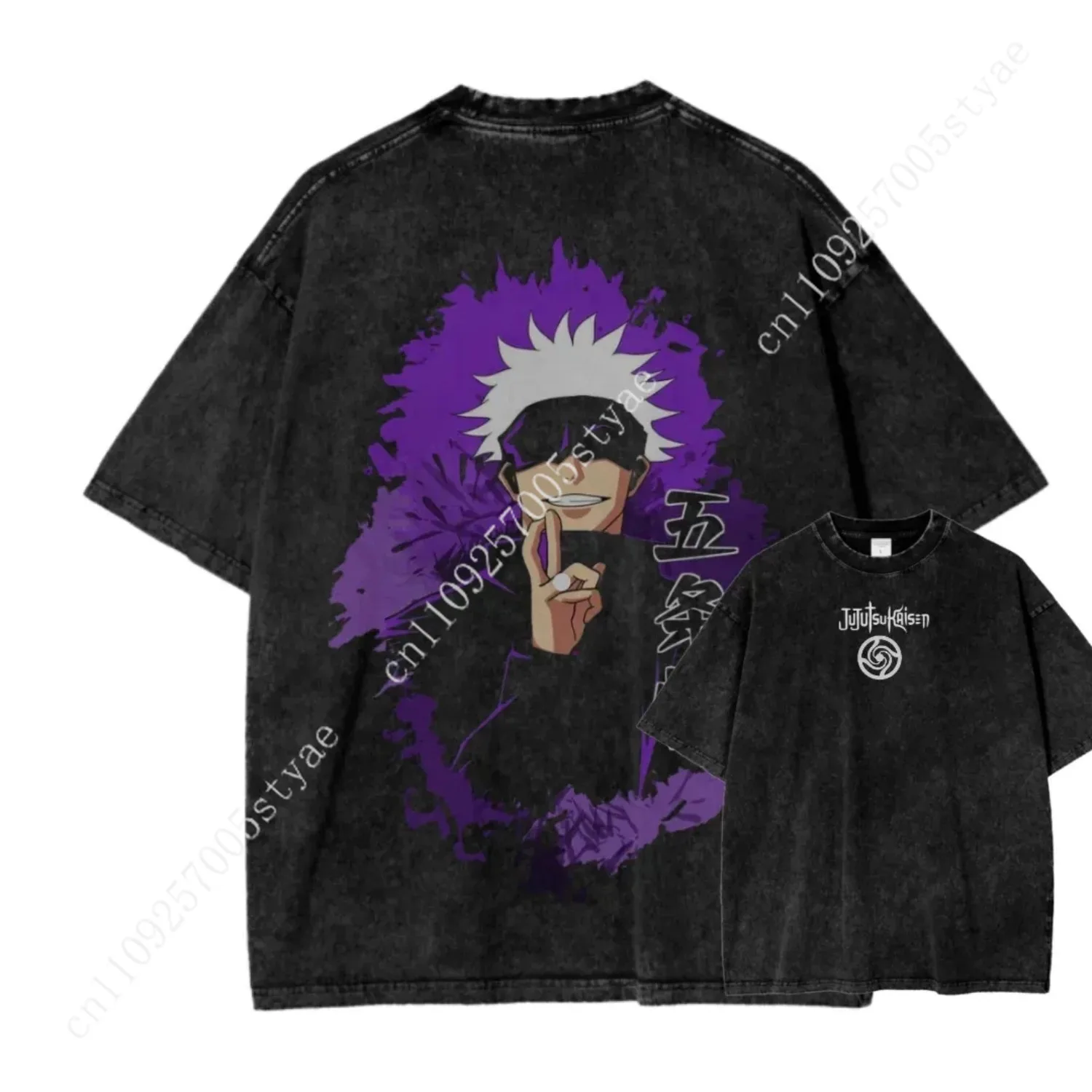 Anime  Ryomen Sukuna Cool Graphic Tee Men Vintage Washed Tshirts Casual Cotton T-shirt Harajuku Male Manga T Shirt