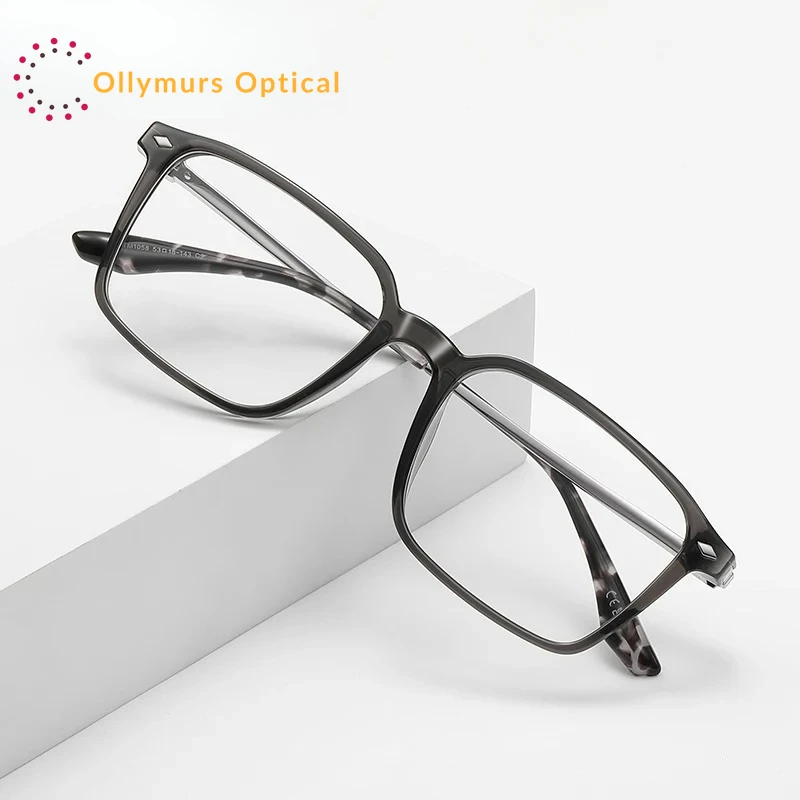 

OLLYMURS Classic Minimalist Geometric Square Frame Fashionable Design Men's Anti-Blue Light Glasses Customizable Prescription LS
