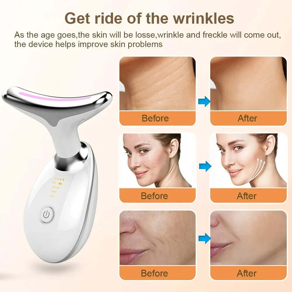 Facial Massager Ems Facial Microcurrent Anti-Aging Facial Massager Red Light Therapy Skin Tightening Neck Face Lifting Massager
