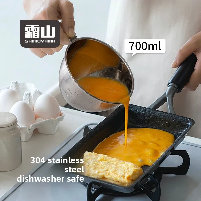 

Миска из нержавеющей стали с ручкой для замешивания теста, взбивания яиц, приготовления салатов и фруктов, с мерной шкалой