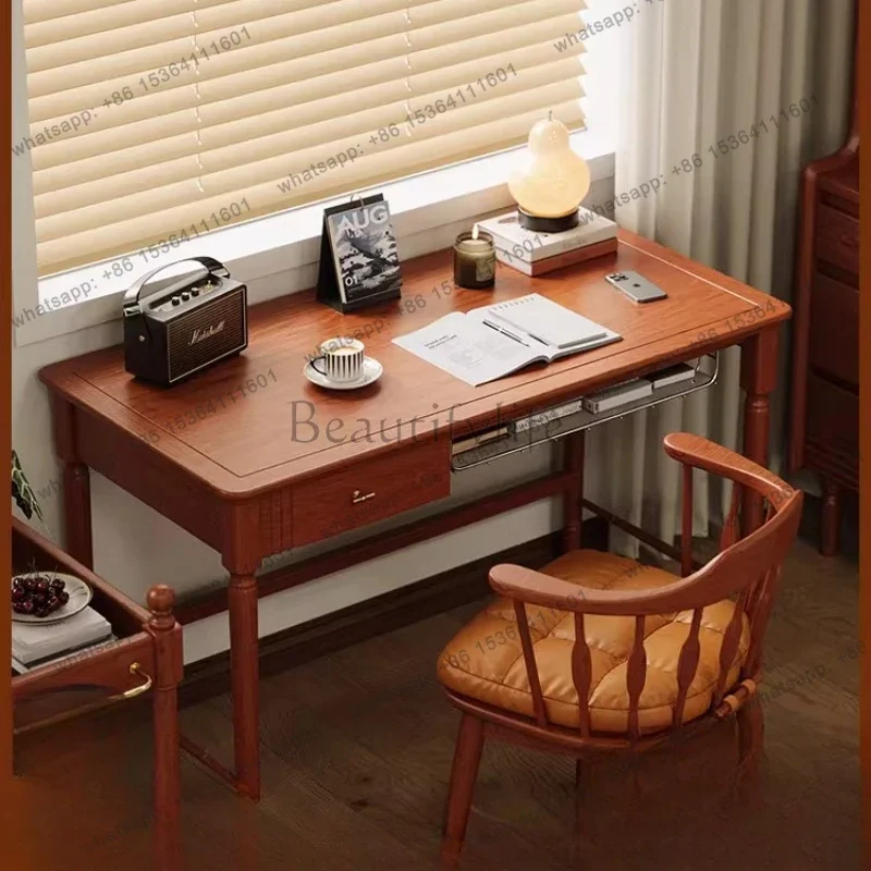 

56Retro computer desk integrated household cherry wood French medieval solid wood desk