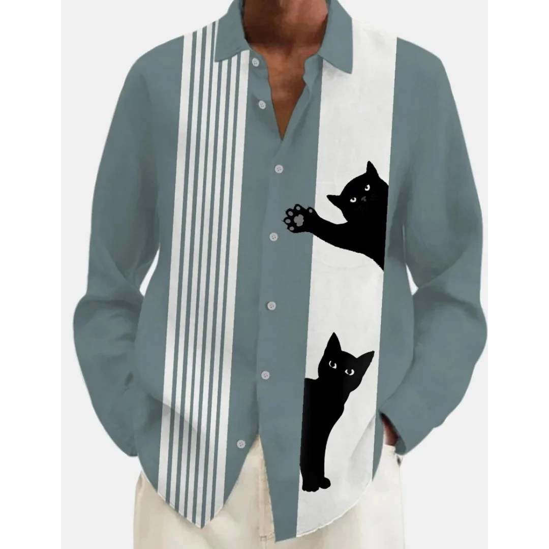 

Autumn men's long sleeved shirt Pattern printed shirt Vacation Leisure menswear clothing Polyester breathable y2k shirts for man