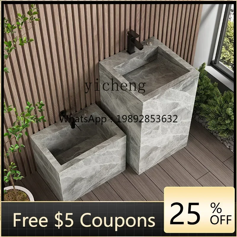 

Умывальник-тумба Y1 из каменной плиты, интегрированный сливной трап для уборочного инвентаря, уличный умывальник-тумба из камня