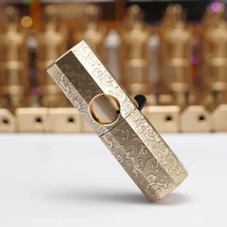 Exquisitely carved Brass metal automatic ejection oil lighter men Kerosene lighter 85*23*23mm 246g