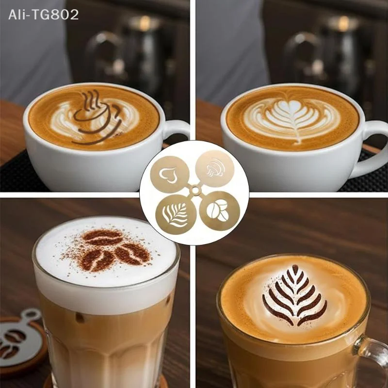 Neosfg Juego de 4 plantillas d - Coffee Stencil Art reseña y precio