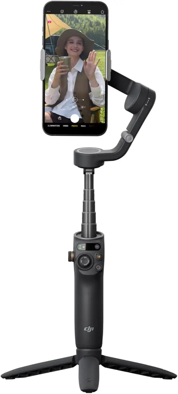 3-Axis Smartphone Gimbal Stabilizer with Extension Rod, Object Tracking, Portable Foldable Design for Vlogging