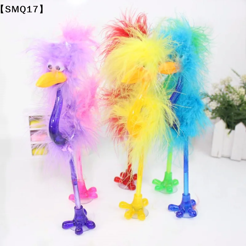 Kawaii Cartoon Ostrich Shape Ballpoint Pen 0.7mm Blue Ink Creative Feather Pens For Student Office Stationery Supplies【SMQ】